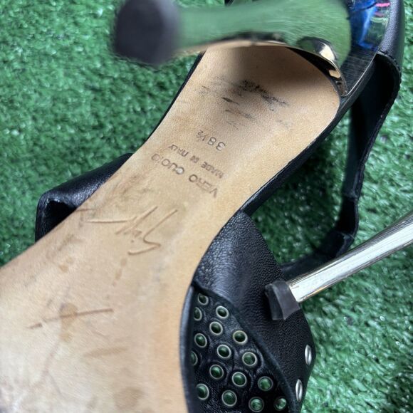 Giuseppe Zanotti Black Studs Peep Toe Slingback Platform High Heels 38.5 - Picture 7 of 9